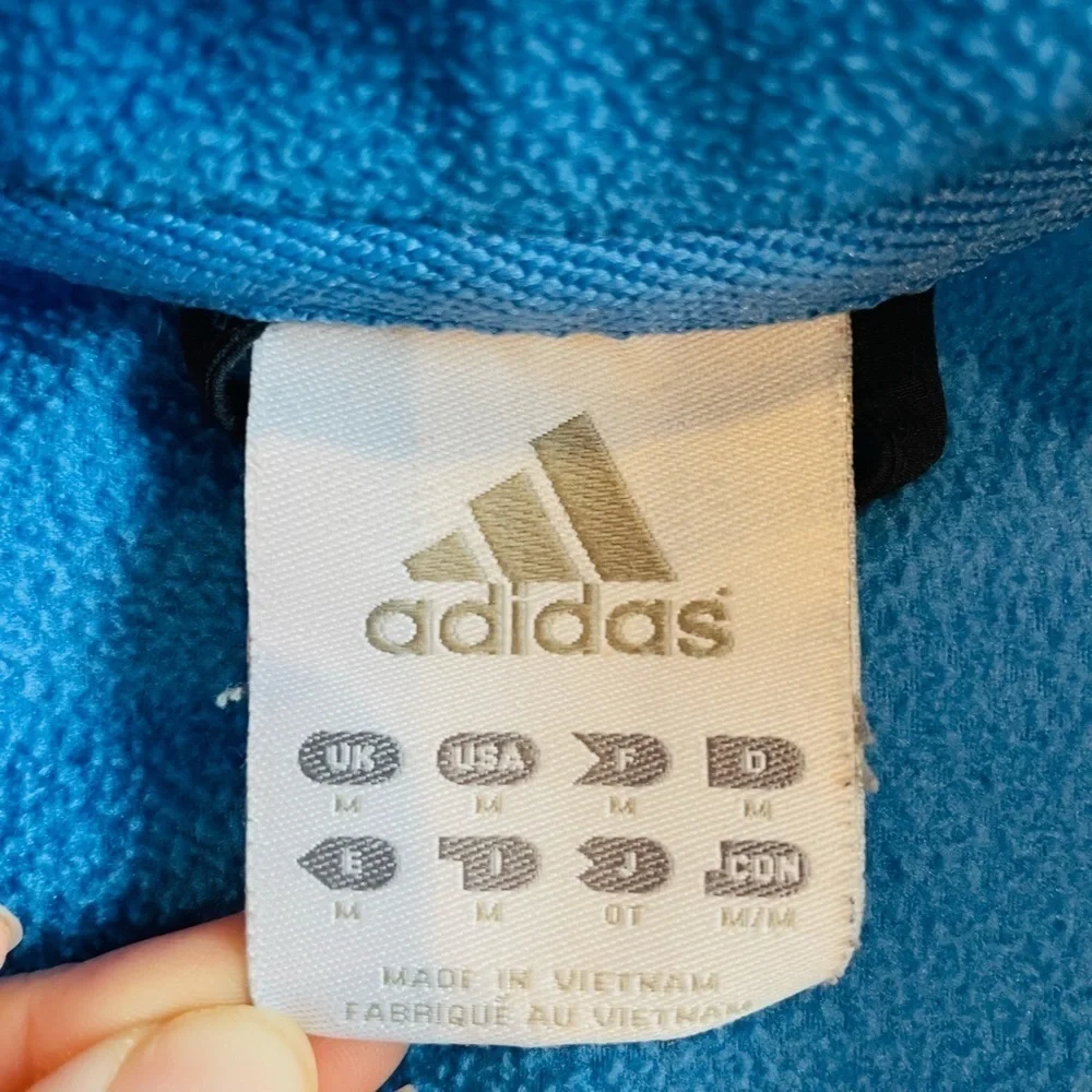 Adidas Blue Fleece Zip Up Lightweight Jacket Size Medium